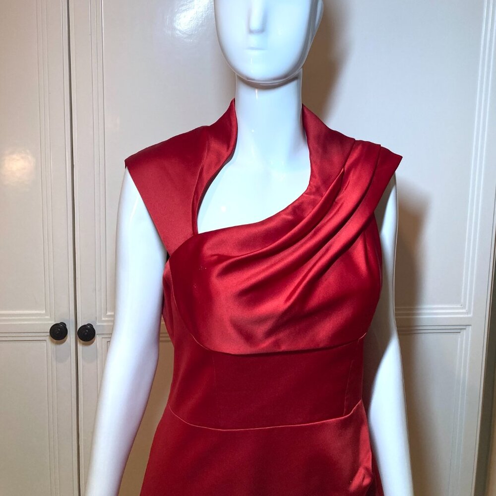 Karen Millen Red Satin Draped Dress
